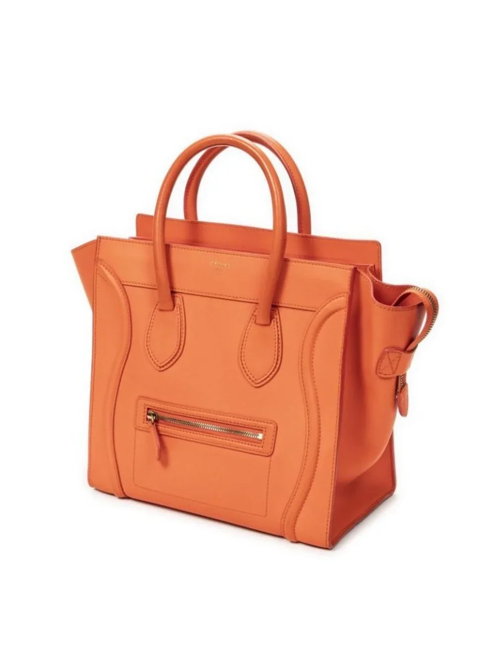Celine Mini Luggage Orange Calfskin Leather Shoulder Bag - Picture 2 of 10